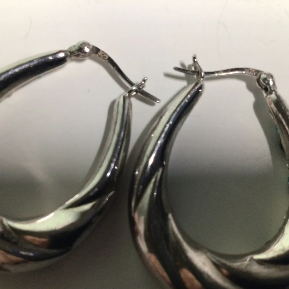 Sterling Silver  Double sided Hoop Earrings with Multicolor Crystals